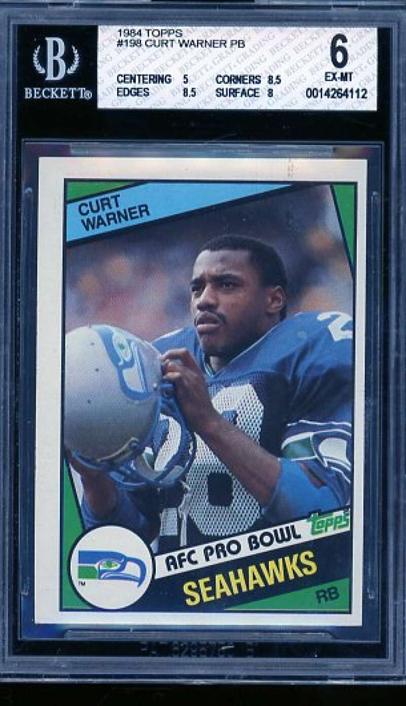Curt Warner Rookie Card 1984 Topps #198 BGS 6 Image 1