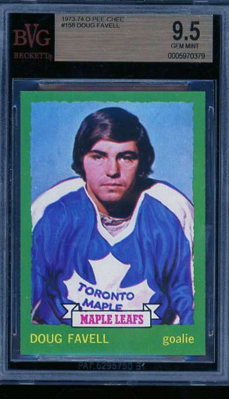 Doug Favell Card 1973-74 O-Pee-Chee #158 (pop 1) BGS BVG 9.5 Image 1