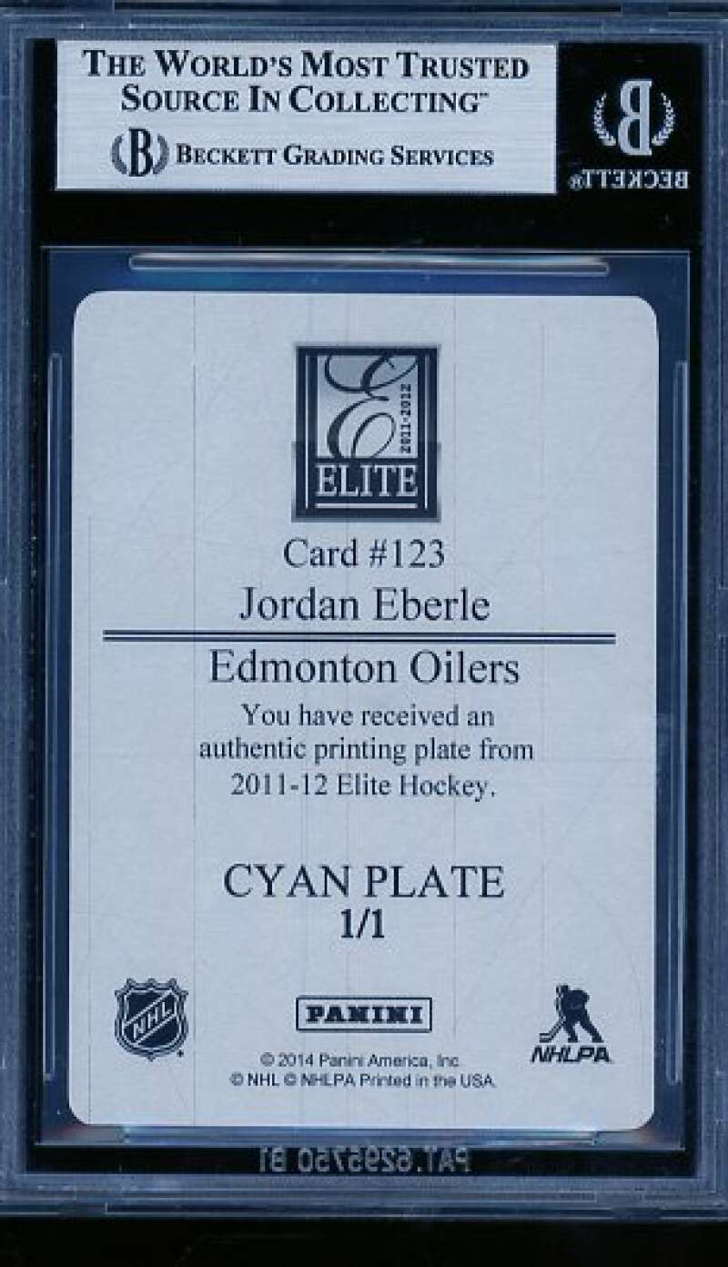 Jordan Eberle Rookie 2011-12 Elite Printing Plates Cyan (1 of 1) #123 BGS 9.5 Image 2