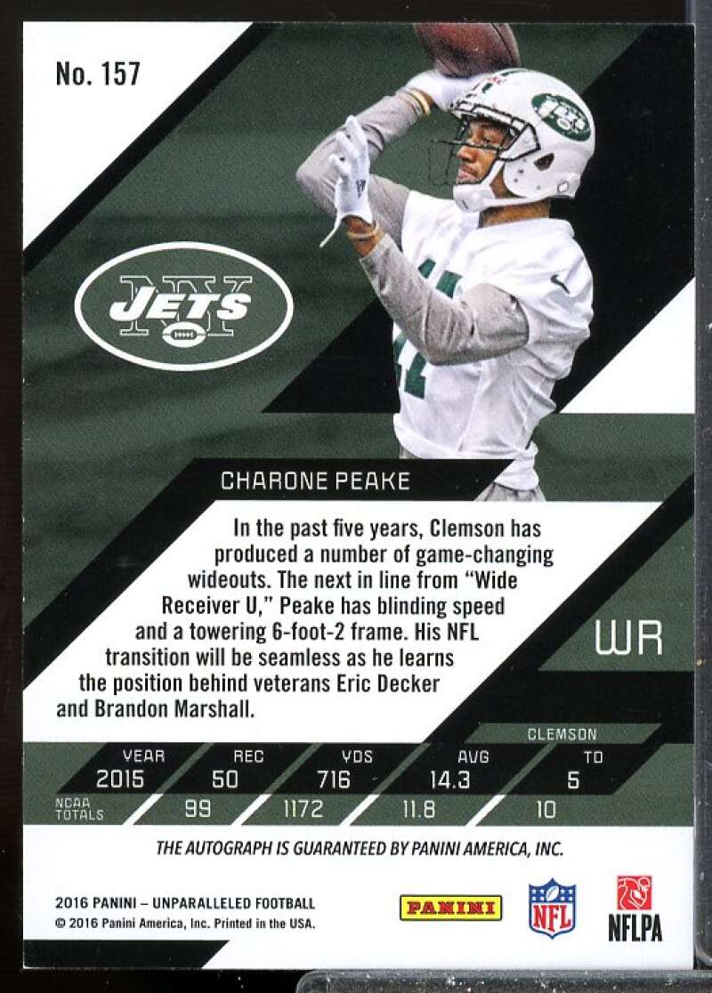 Charone Peake/199 Rookie 2016 Panini Unparalleled Rookie Autographs Blue #157  Image 2