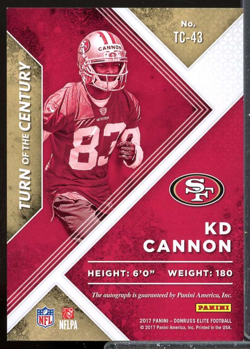 KD Cannon/149 Card 2017 Elite Turn of the Century Autographs #43  Image 2