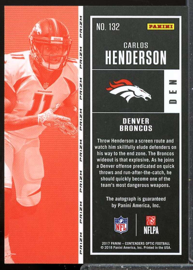 Carlos Henderson AU Rookie Card 2017 Panini Contenders Optic Rookie #132  Image 2