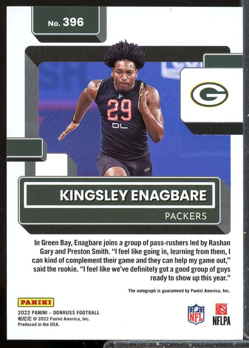 Kingsley Enagbare Rookie Card 2022 Donruss Rated Rookies Autographs #396  Image 2