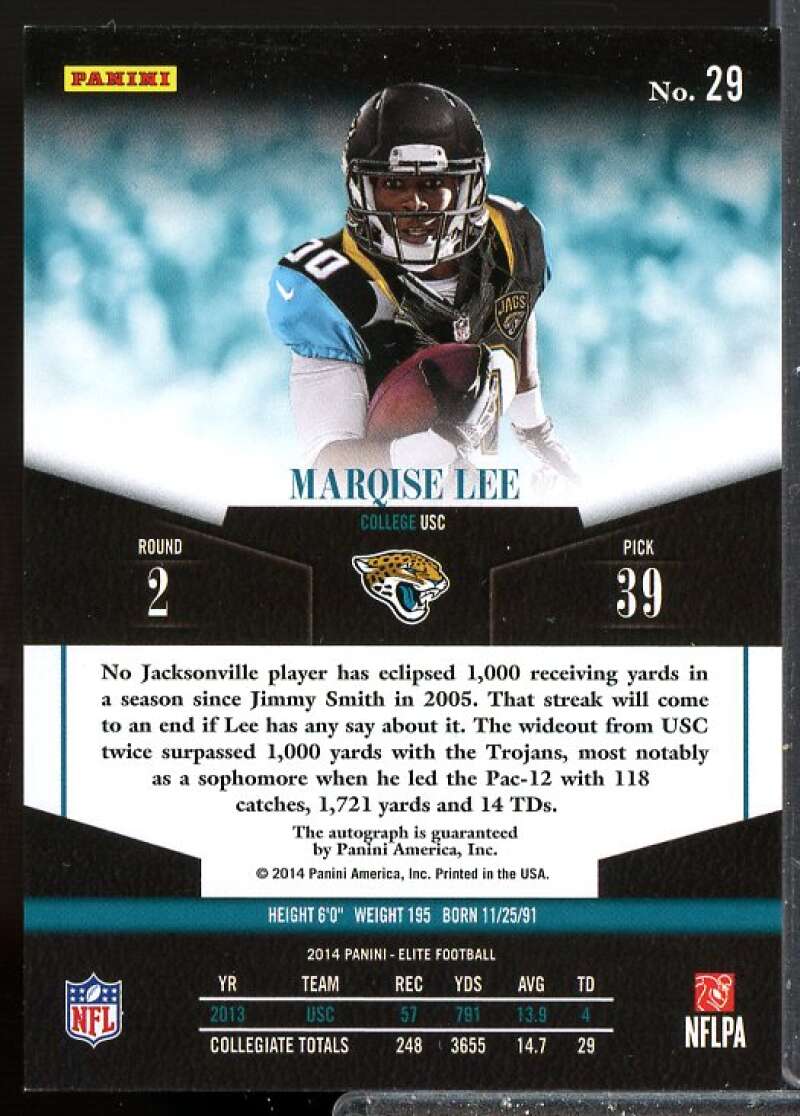 Marqise Lee Rookie Card 2014 Elite Rookie Autographs #29  Image 2