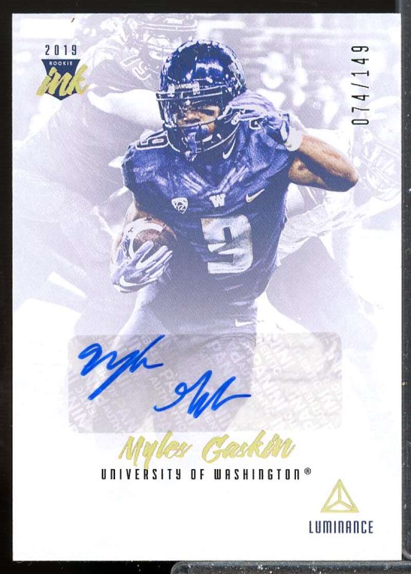 Myles Gaskin/149 Rookie Card 2019 Panini Luminance Rookie Ink Gold Auto #44  Image 1