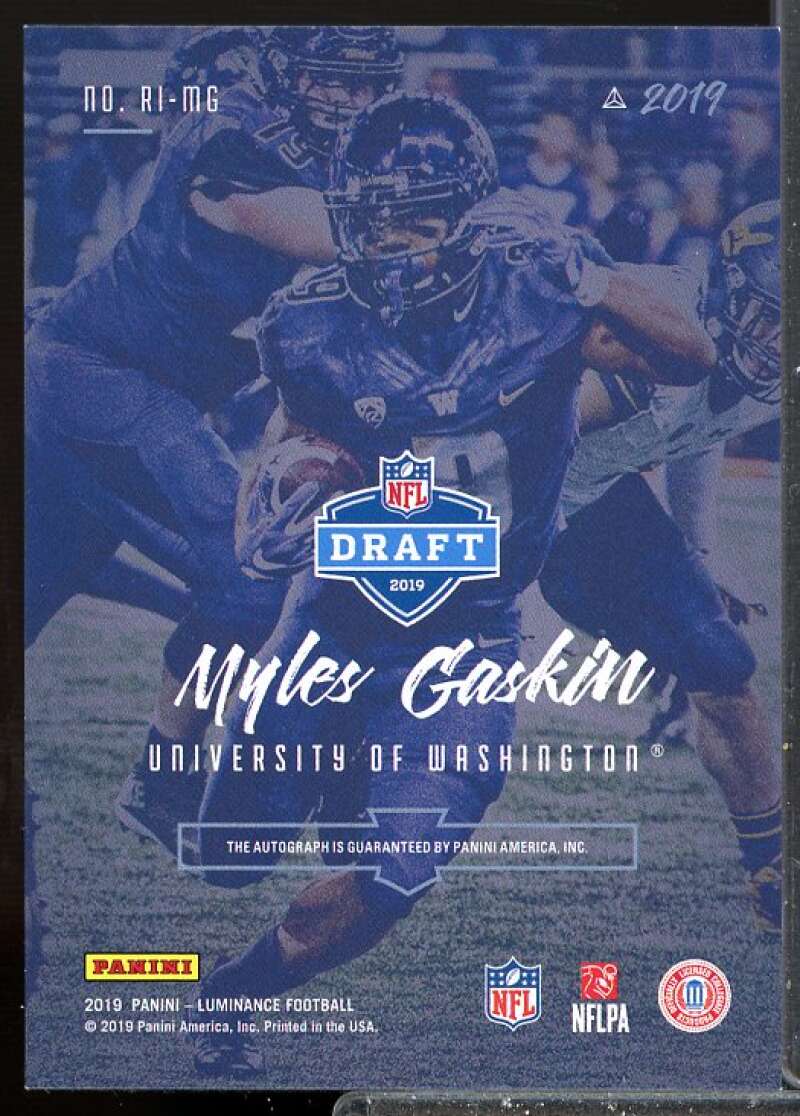 Myles Gaskin/149 Rookie Card 2019 Panini Luminance Rookie Ink Gold Auto #44  Image 2