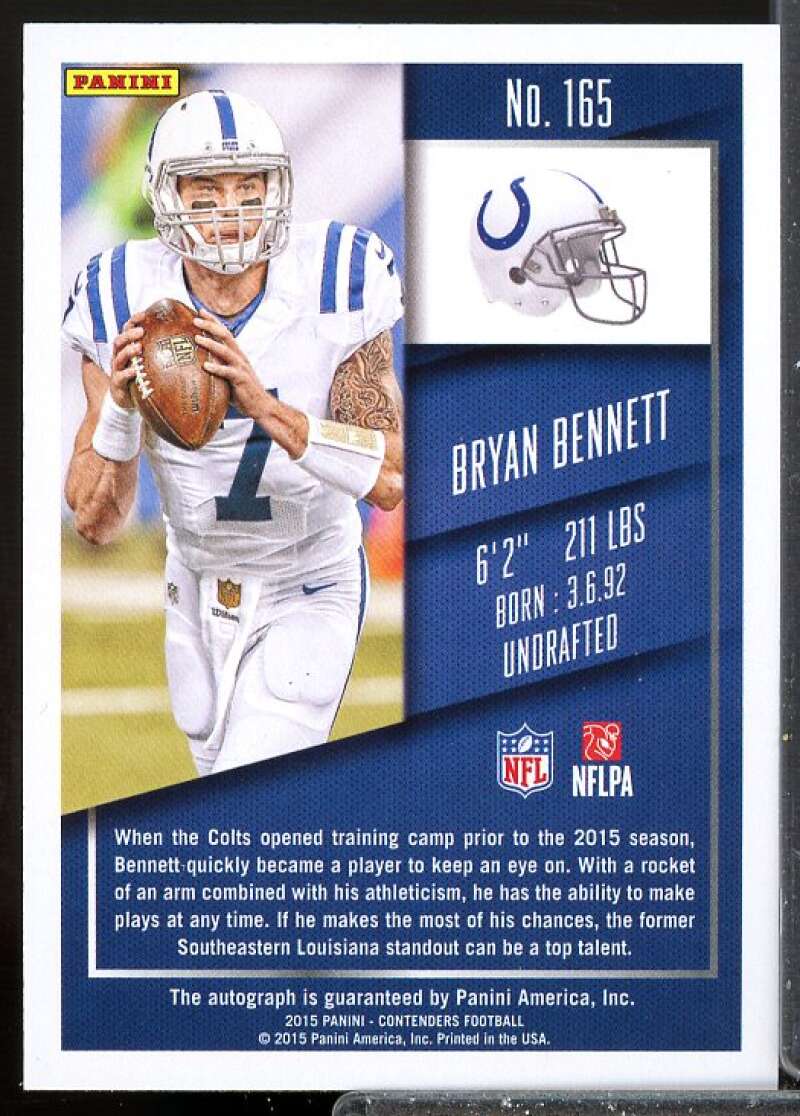 Bryan Bennett AU/125 Rookie 2015 Panini Contenders Rookie Playoff Ticket #165  Image 2