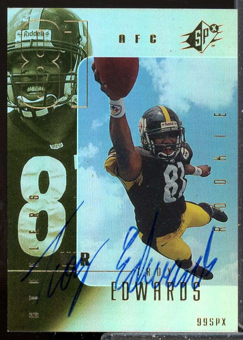 Troy Edwards Rookie Card 1999 SPx Rookie Auto #123  Image 1