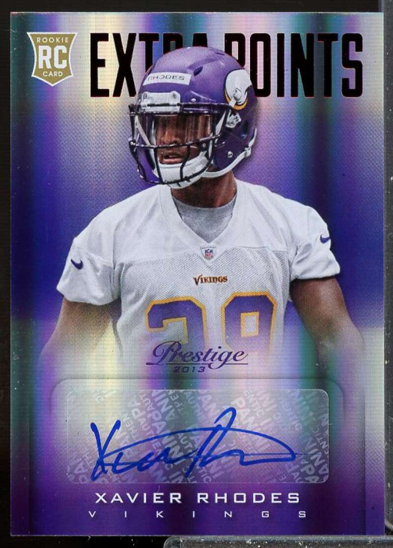 Xavier Rhodes Rookie Card 2013 Prestige Extra Points Red Rookie Autographs #298  Image 1