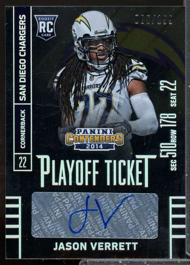 Jason Verrett AU Rookie Card 2014 Panini Contenders Playoff Ticket #139  Image 1