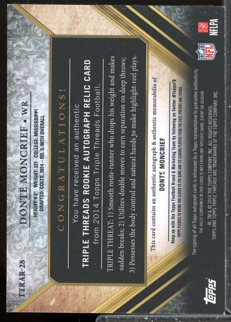 Donte Moncrief 2014 Topps Triple Threads Rookie Autograph Emerald #TTRAR28  Image 2