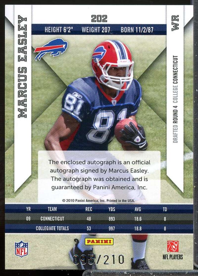 Marcus Easley AU/210 Rookie Card 2010 Epix Rookie Auto #202  Image 2