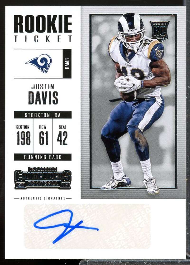 Justin Davis Rookie Card 2017 Panini Contenders Rookie Auto #241  Image 1