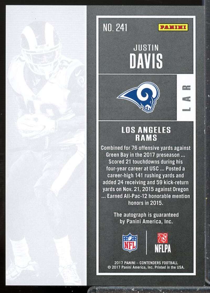 Justin Davis Rookie Card 2017 Panini Contenders Rookie Auto #241  Image 2
