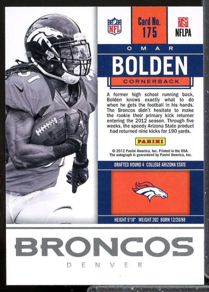Omar Bolden Rookie Card 2012 Panini Contenders Rookie Auto #175  Image 2
