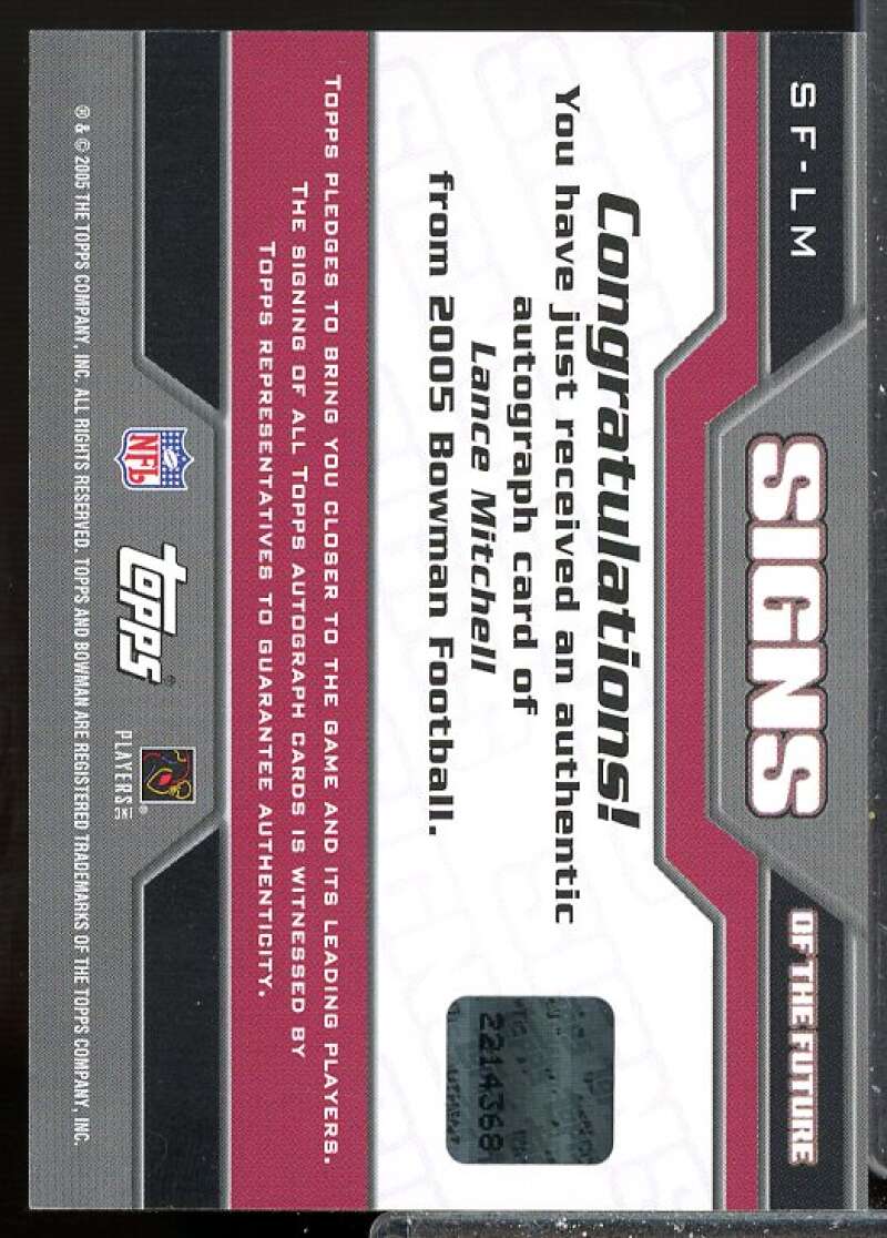 Lance Mitchell G Rookie Card 2005 Bowman Signs of the Future Autographs #SFLM  Image 2