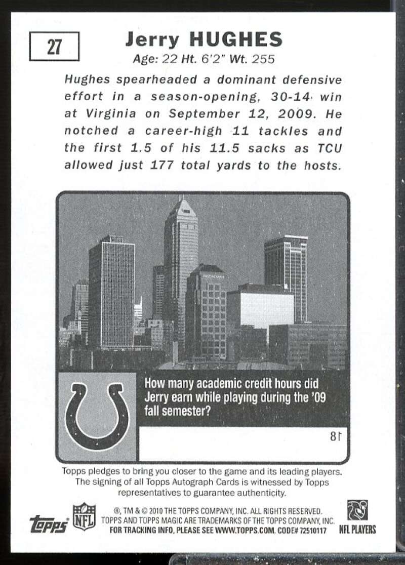 Jerry Hughes 2D Card 2010 Topps Magic Autographs #27  Image 2