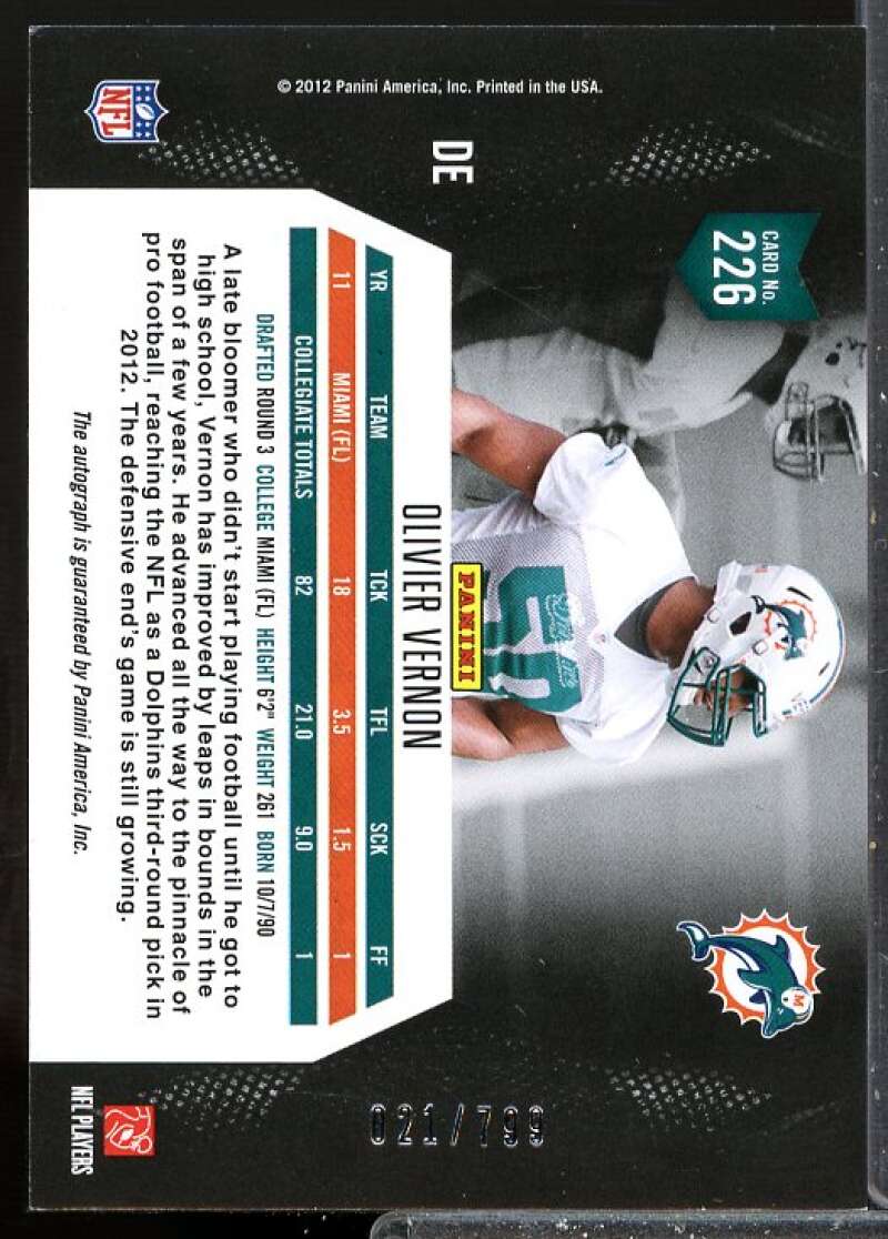Olivier Vernon /799 Rookie Card 2012 Momentum Rookie Auto #226  Image 2