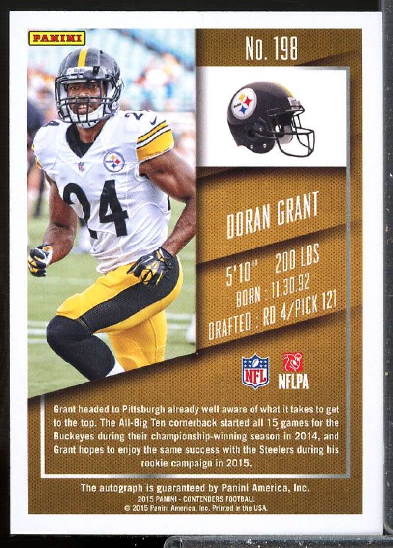 Doran Grant Rookie Card 2015 Panini Contenders Rookie Auto #198A  Image 2