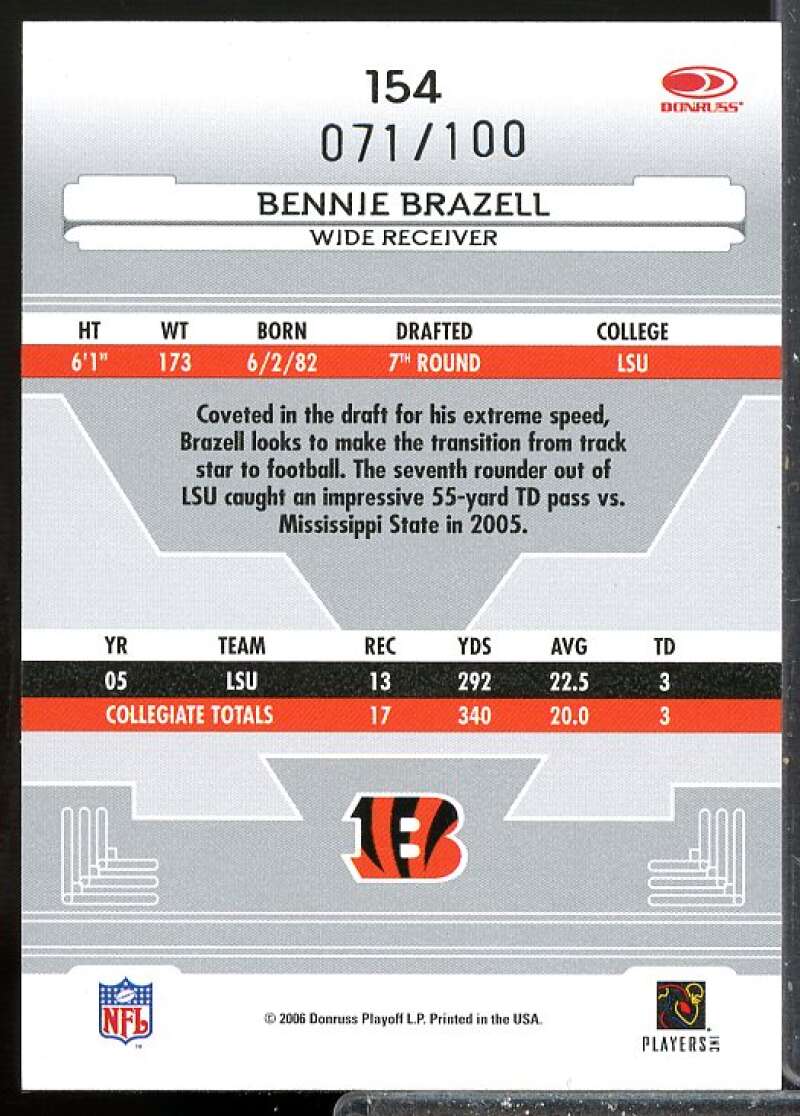 Bennie Brazell/100 2006 Leaf Certified Materials Mirror Blue Signatures #154  Image 2