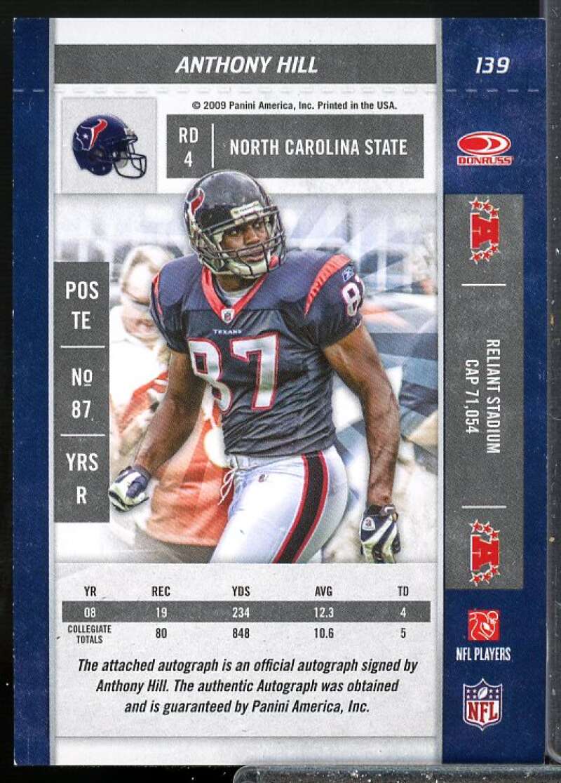 Anthony Hill AU Rookie Card 2009 Playoff Contenders Rookie #139  Image 2