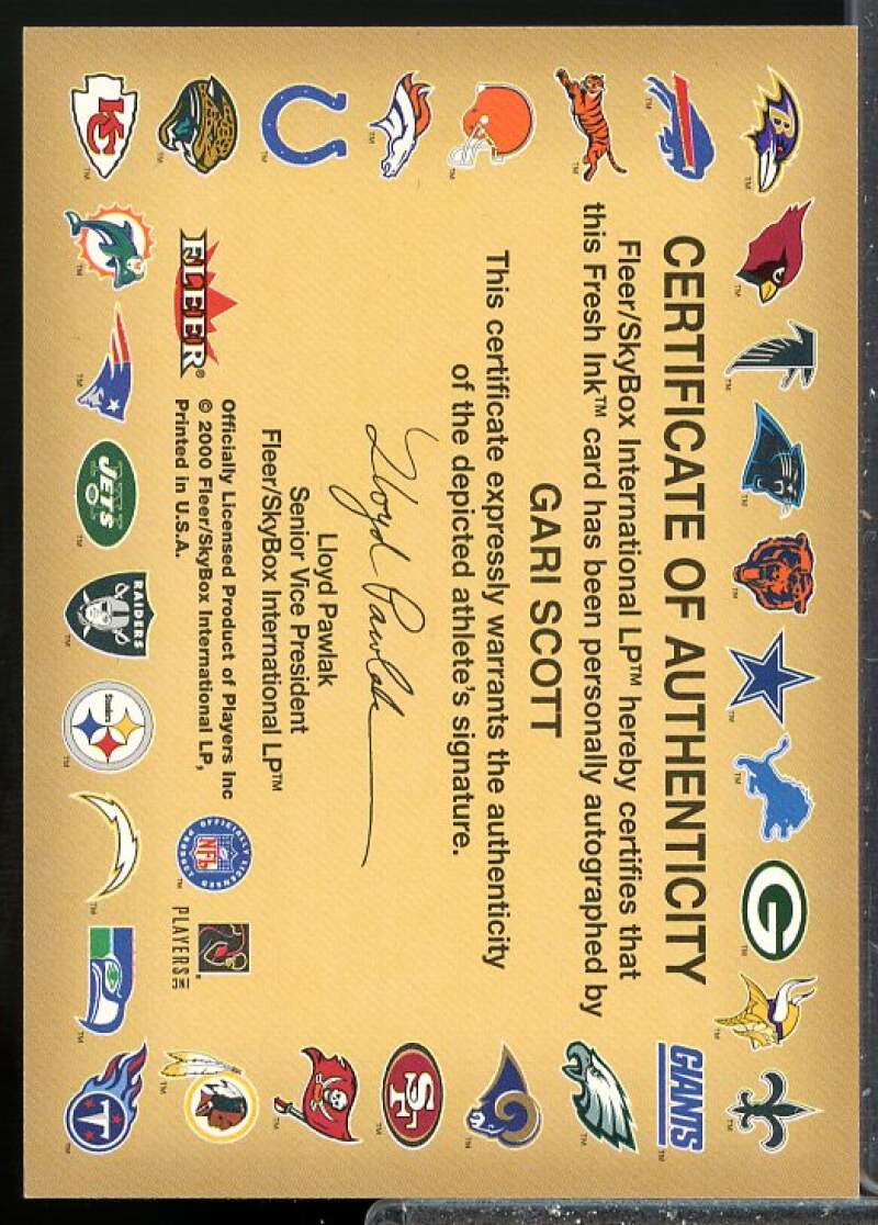 Gari Scott Rookie Card 2000 Fleer Tradition Autographics Rookie #130  Image 2