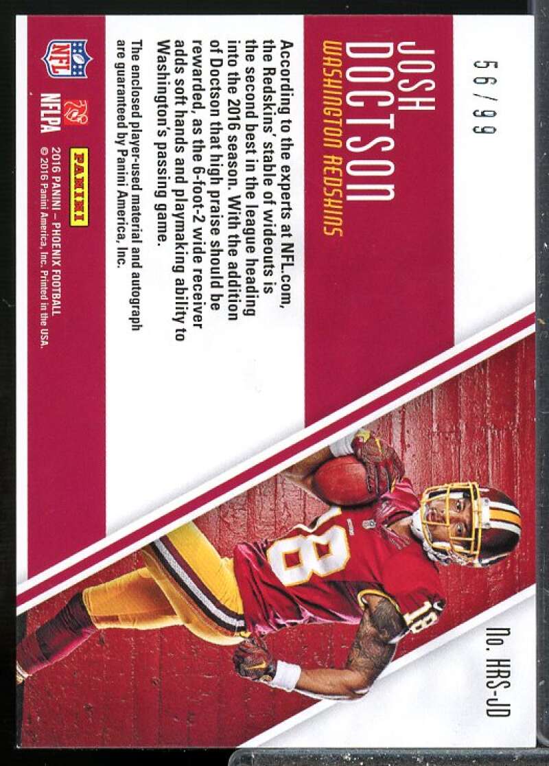 Josh Doctson JSY AU/99 Rookie Card 2016 Panini Phoenix Rookie #222  Image 2