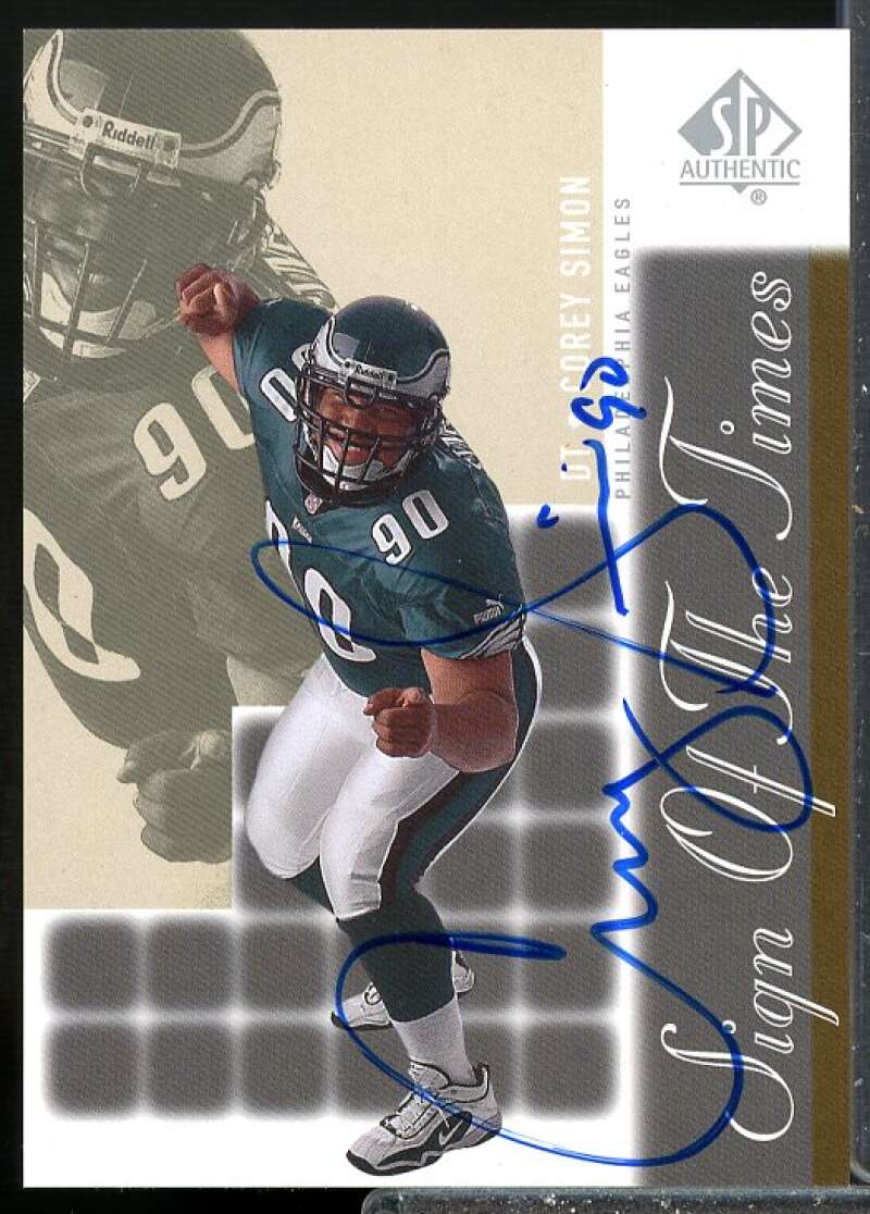 Corey Simon Card 2000 SP Authentic Sign of the Times Auto #CS  Image 1