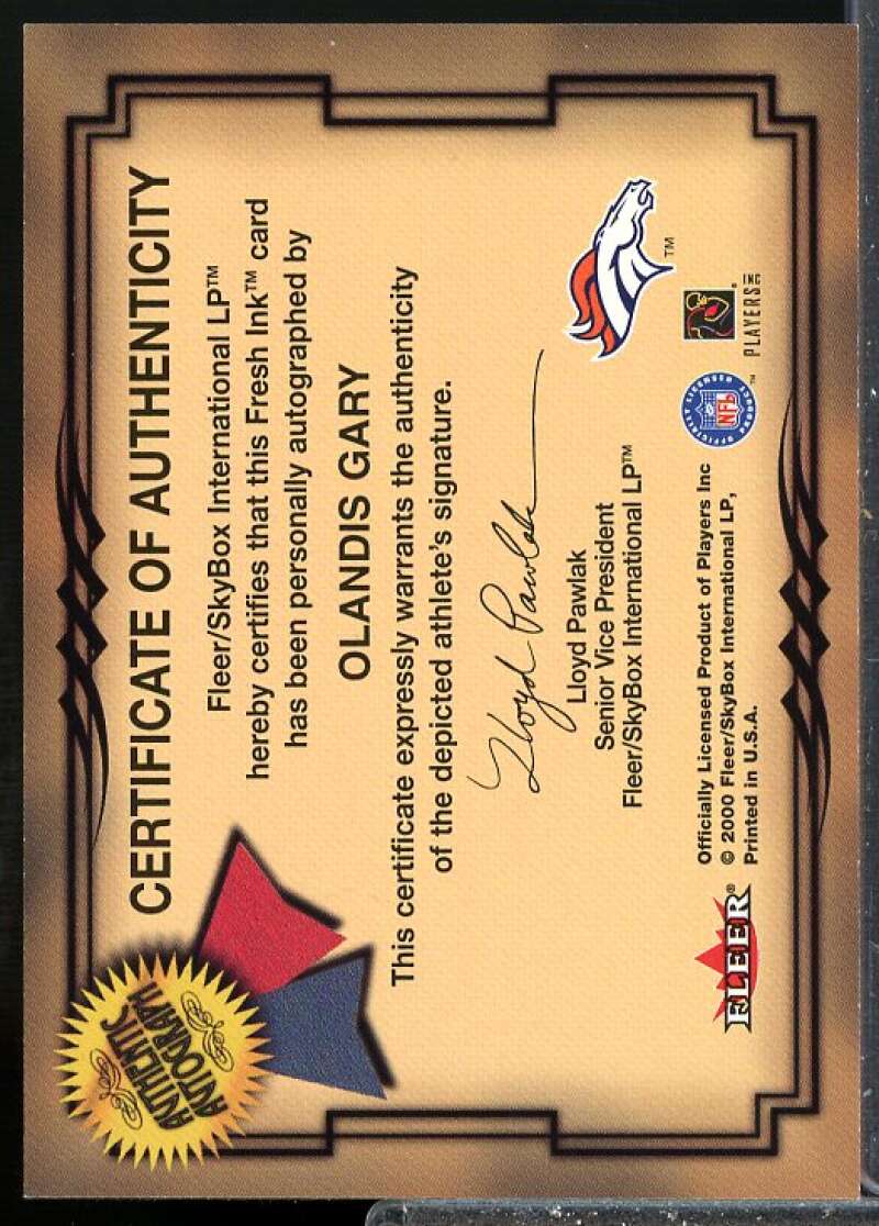 Olandis Gary Card 2000 Fleer Tradition Autographics #55  Image 2