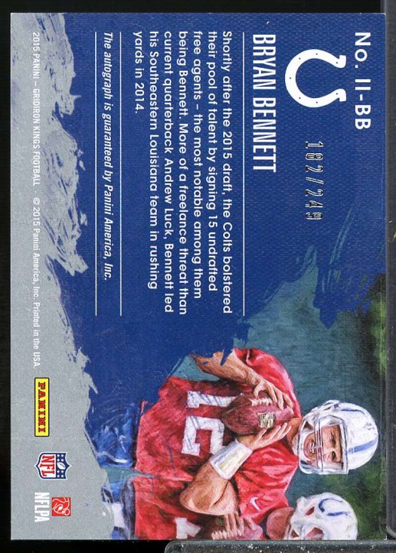 Bryan Bennett/249 Card 2015 Gridiron Kings Impressionist Ink Auto #IIBB  Image 2