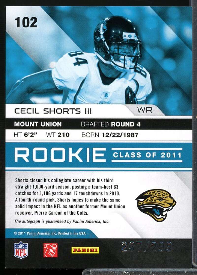 Cecil Shorts/299 2011 Absolute Memorabilia Spectrum Gold Rookie Autographs #102  Image 2