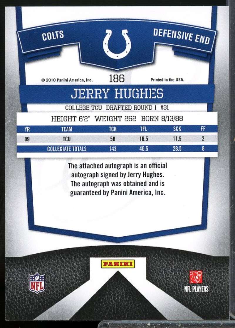 Jerry Hughes/399 2010 Donruss Elite Turn of the Century Rookie Autographs #186  Image 2