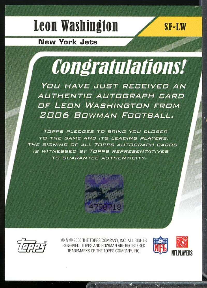 Leon Washington F Card 2006 Bowman Signs of the Future #SFLW  Image 2