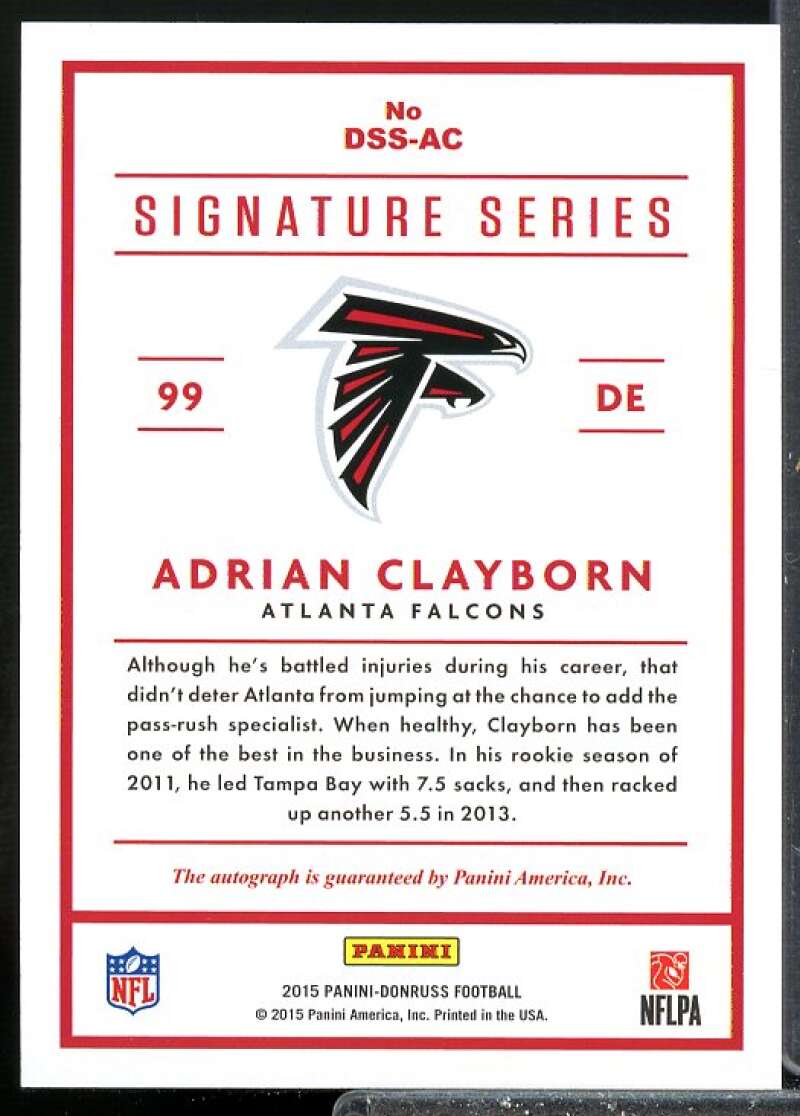 Adrian Clayborn Rookie Card 2015 Donruss Signature Series Insert #DSSAC  Image 2