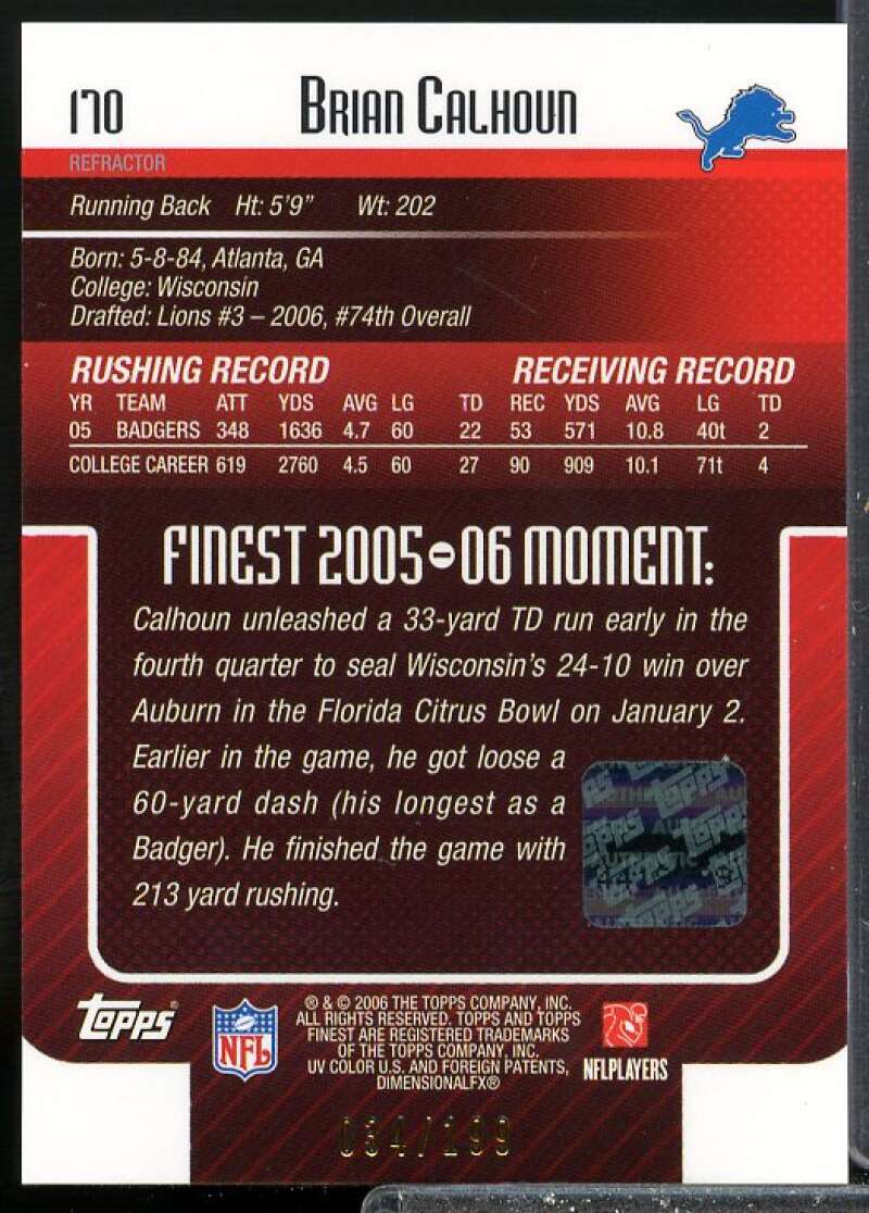 Brian Calhoun AU Card 2006 Finest Green Refractors Rookie #170  Image 2