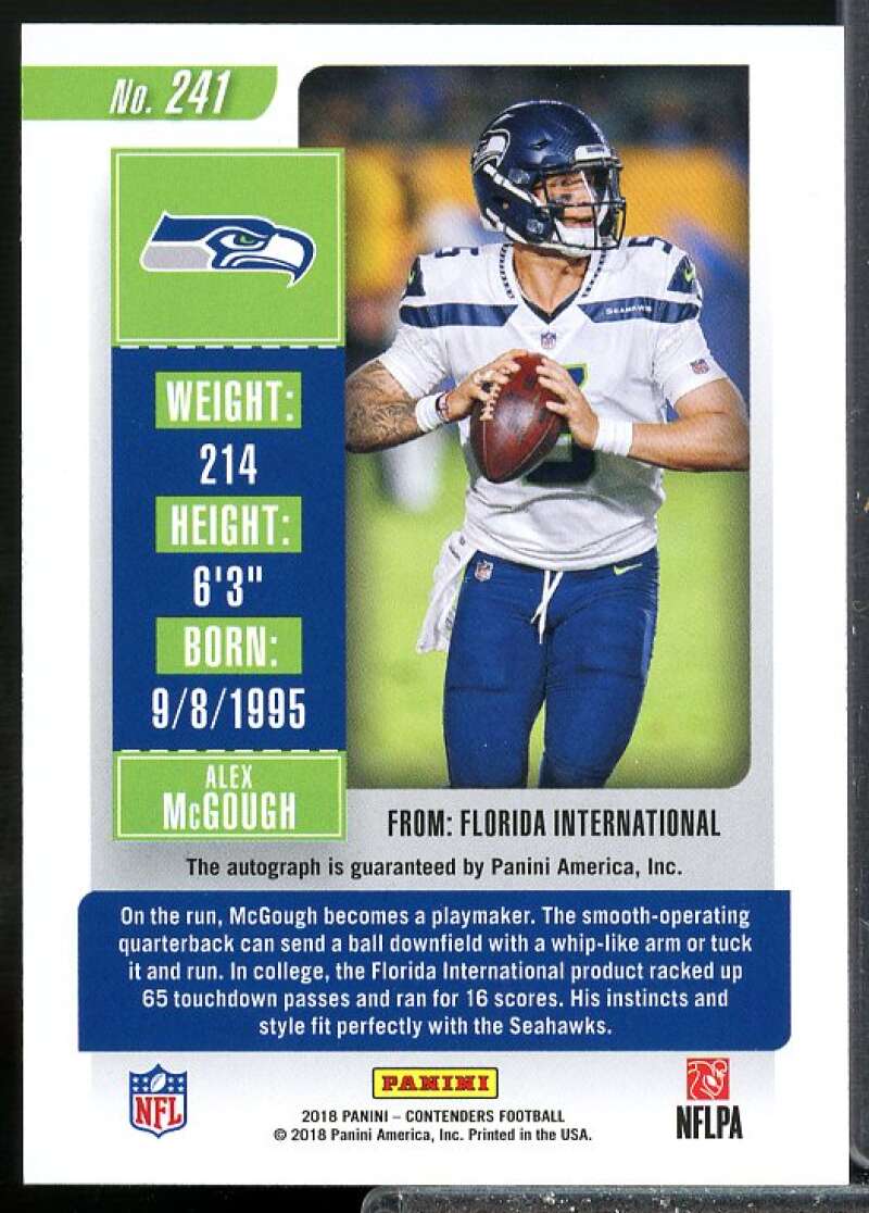 Alex McGough AU Rookie Card 2018 Panini Contenders Rookie #241  Image 2