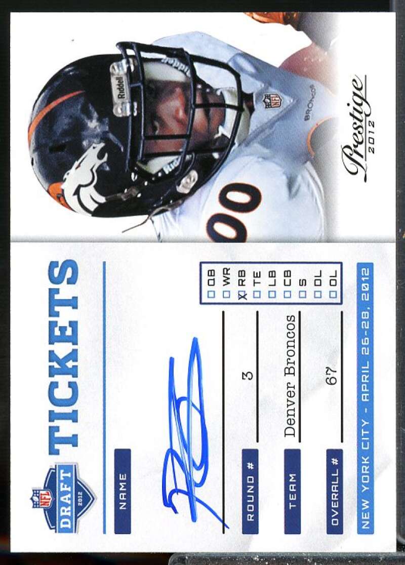 Ronnie Hillman Rookie 2012 Prestige NFL Draft Tickets Rookie Autographs #29  Image 1