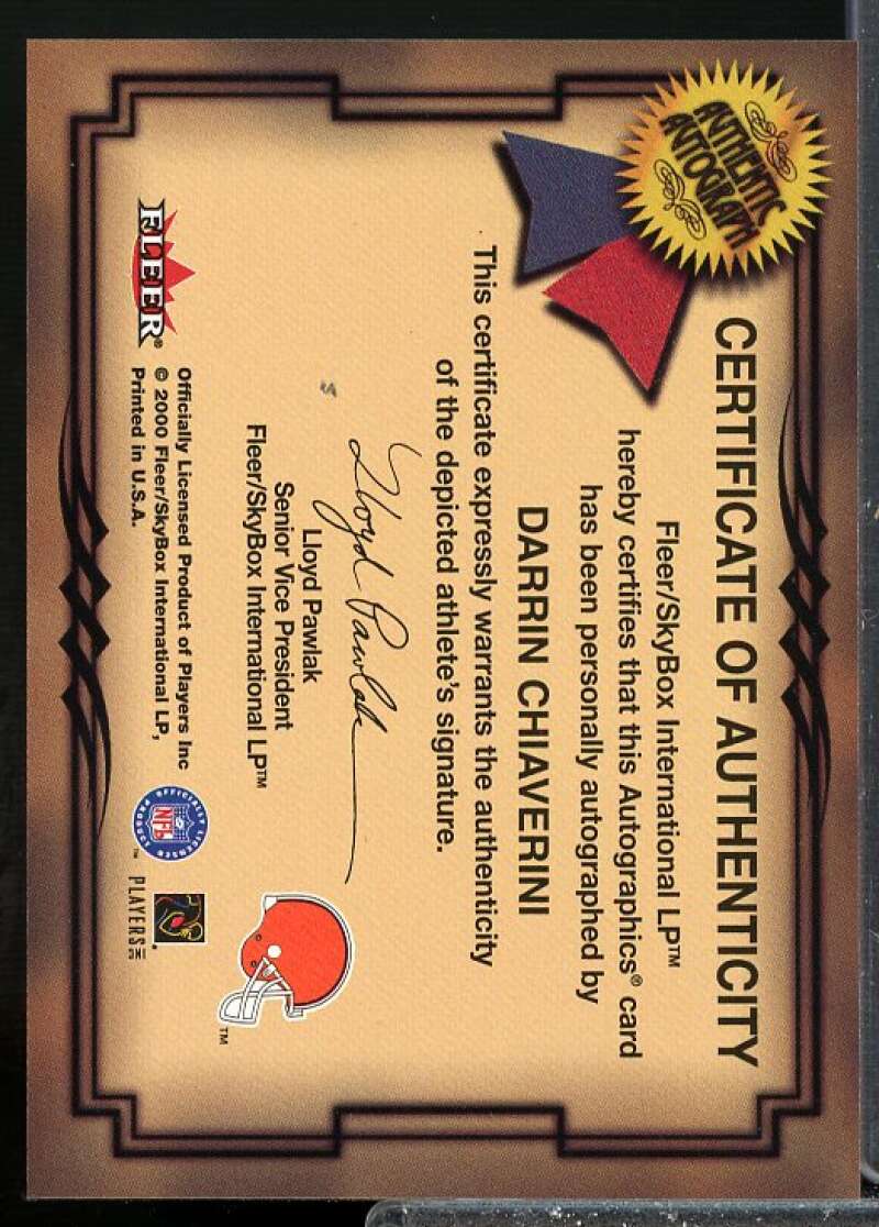 Darrin Chiaverini Card 2000 Fleer Tradition Autographics #26  Image 2