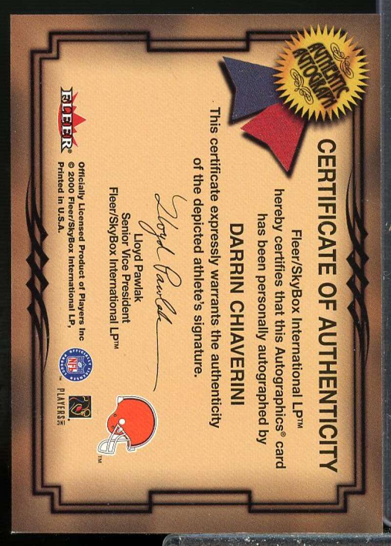 Darrin Chiaverini Card 2000 Fleer Tradition Autographics #26  Image 2