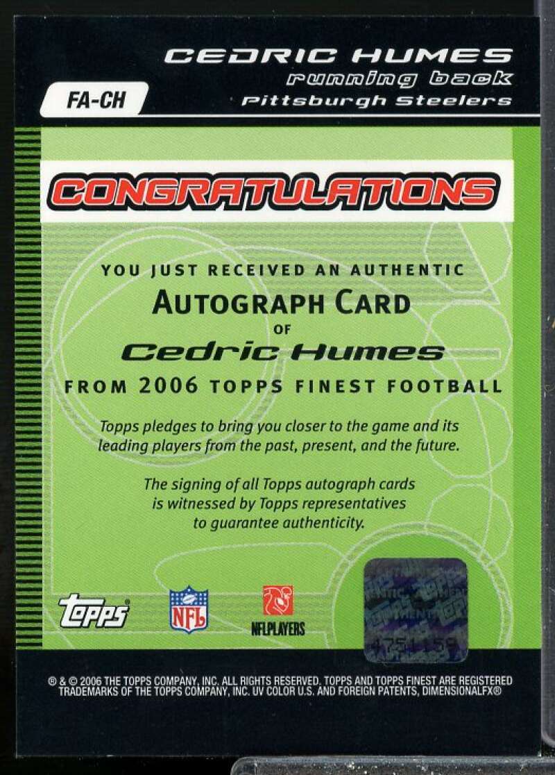 Cedric Humes C Card 2006 Finest Autographs Refractor #FACH  Image 2