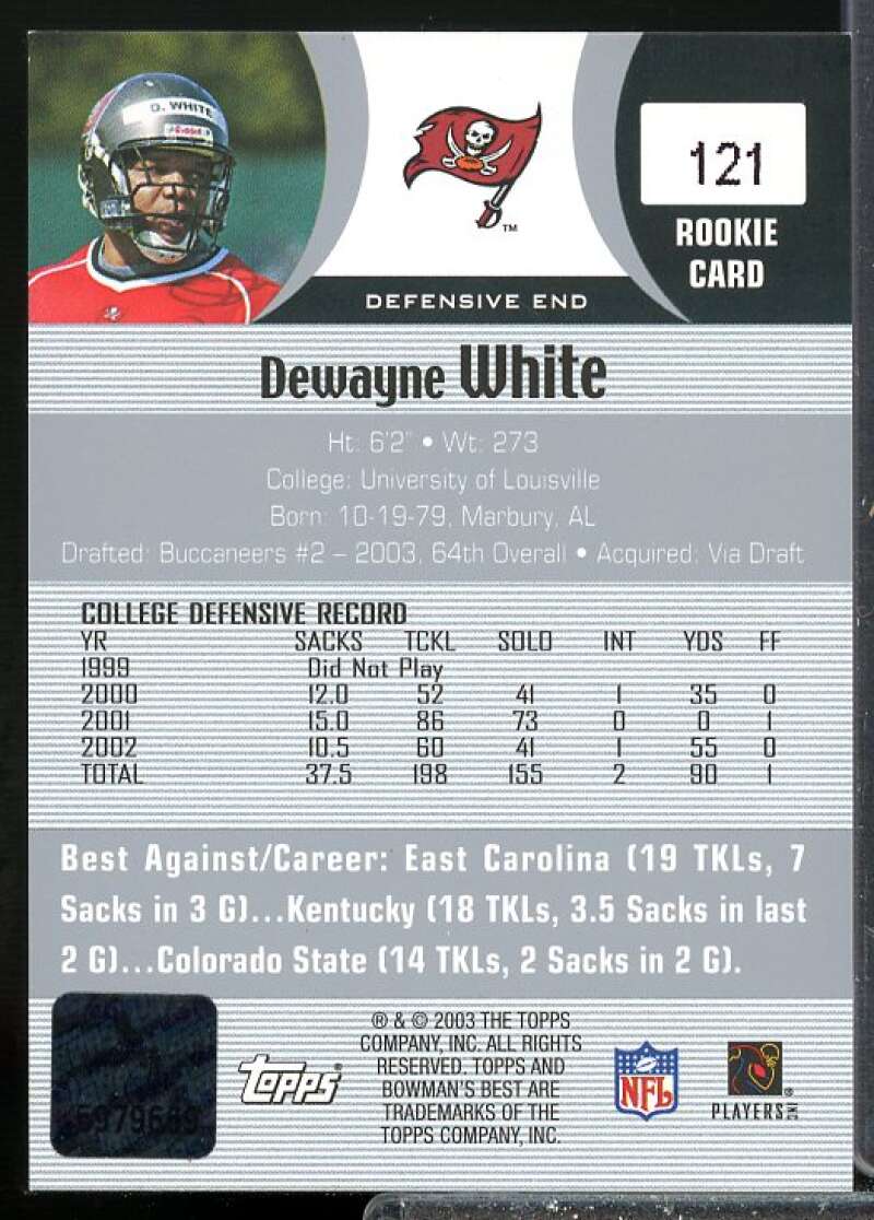 DeWayne White AU Rookie Card 2003 Bowman's Best Rookie Auto #121  Image 2