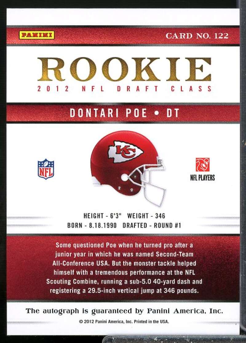Dontari Poe/599 Rookie 2012 Elite Turn of the Century Rookie Autographs #122  Image 2