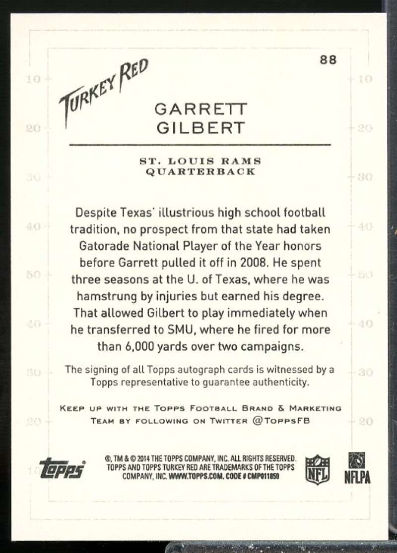 Garrett Gilbert Rookie Card 2014 Topps Turkey Red Rookie Autographs #88  Image 2