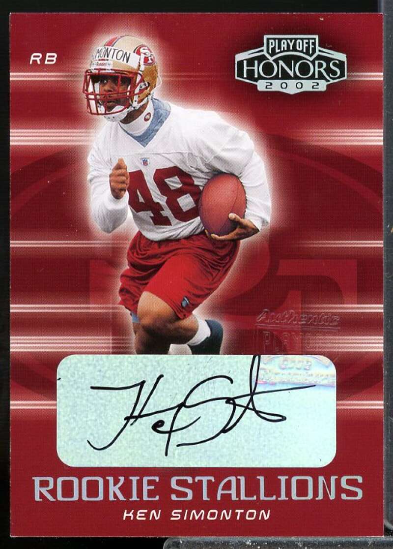 Ken Simonton Rookie Card 2002 Playoff Honors Rookie Stallion Autographs #RS29  Image 1