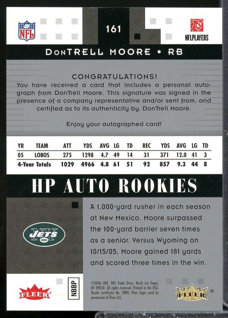 DonTrell Moore AU Rookie Card 2006 Hot Prospects Rookie Auto #161  Image 2