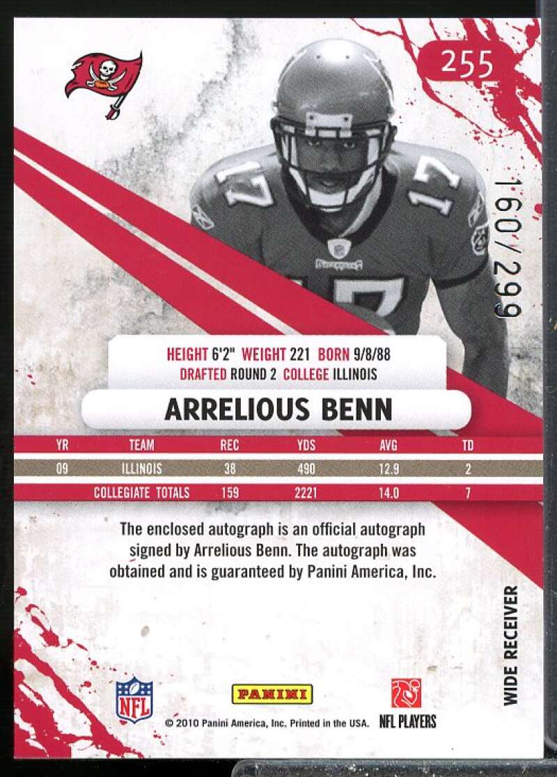 Arrelious Benn AU/299 Rookie Card 2010 Rookies and Stars Rookie Auto #255  Image 2