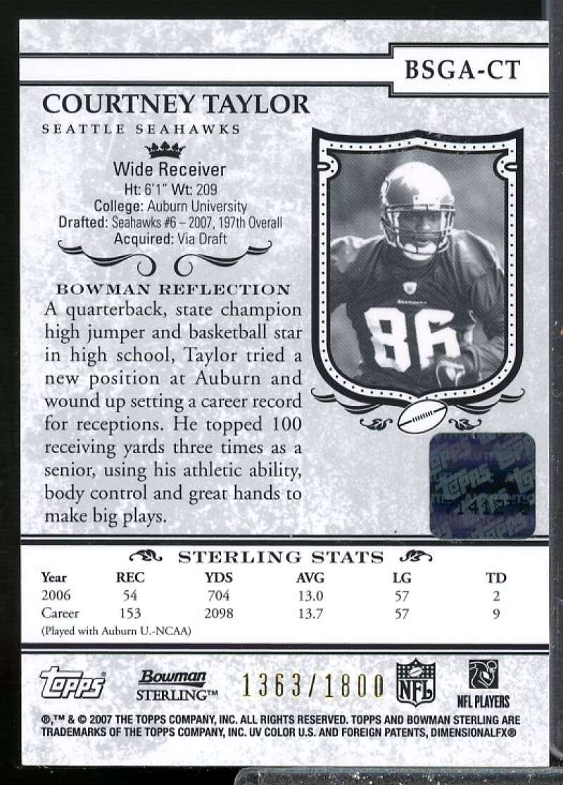 Courtney Taylor/1800 Rookie 2007 Bowman Sterling Gold Rookie Autographs #CT  Image 2