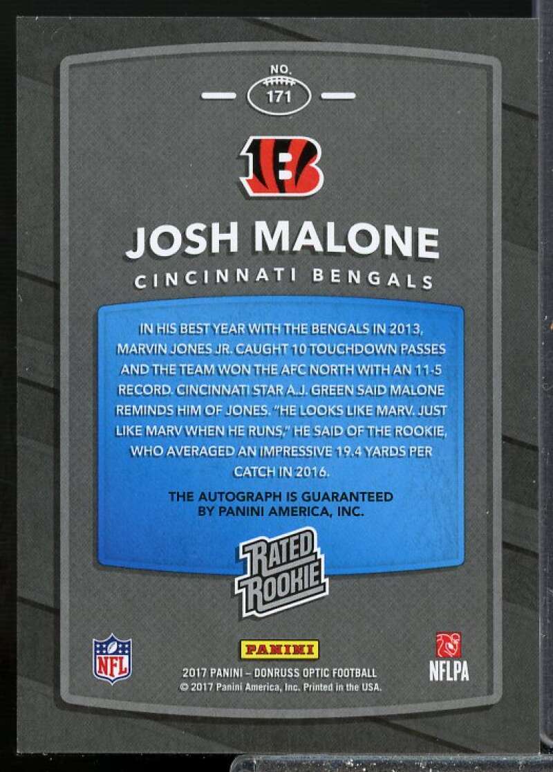 Josh Malone Rookie Card 2017 Donruss Optic Rated Rookies Autographs Bronze #171  Image 2