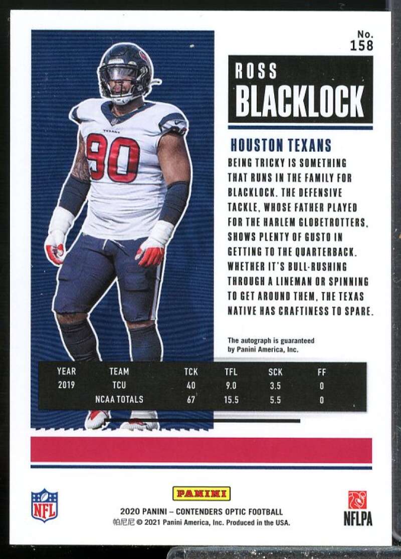 Ross Blacklock AU Rookie Card 2020 Panini Contenders Optic Rookie Auto #158  Image 2