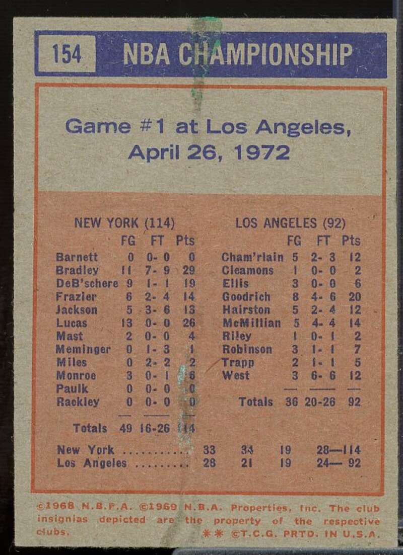 Playoffs G1/Earl Monroe Card 1972-73 Topps #154  Image 2